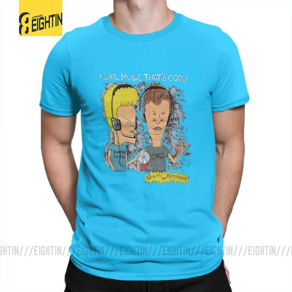 Beavis And Butthead футболки из хлопка с коротким рукавом футболки Awesome MensT модные футболки с круглым вырезом Большие размеры забавные - Цвет: Medium Blue