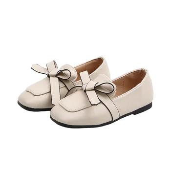 

2020 Spring Girls Shoes Bowtie Slip on Flat Shoes Square Toe Girls Loafers Kids Flats Princess Shoes children Casual Shoes