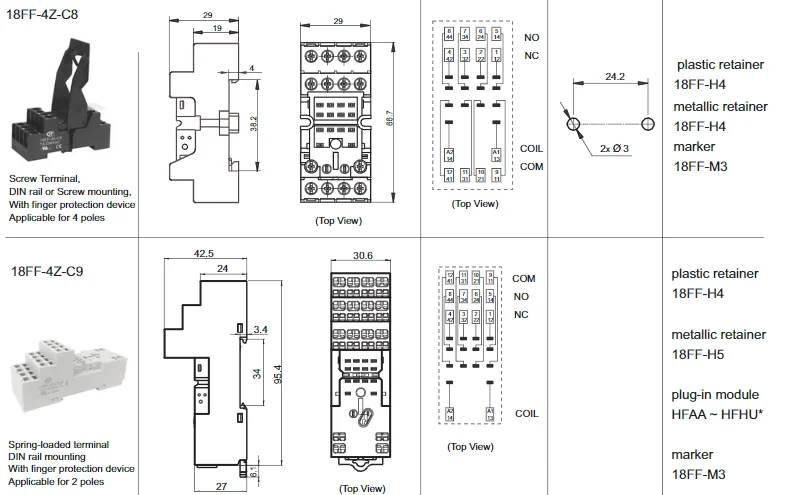 HF18FF JQX 18F pcb Промышленный контроль промежуточное реле DC 12V 24V 220V 2Z2 8PiN HONGFA SONGLE OMRON MY2