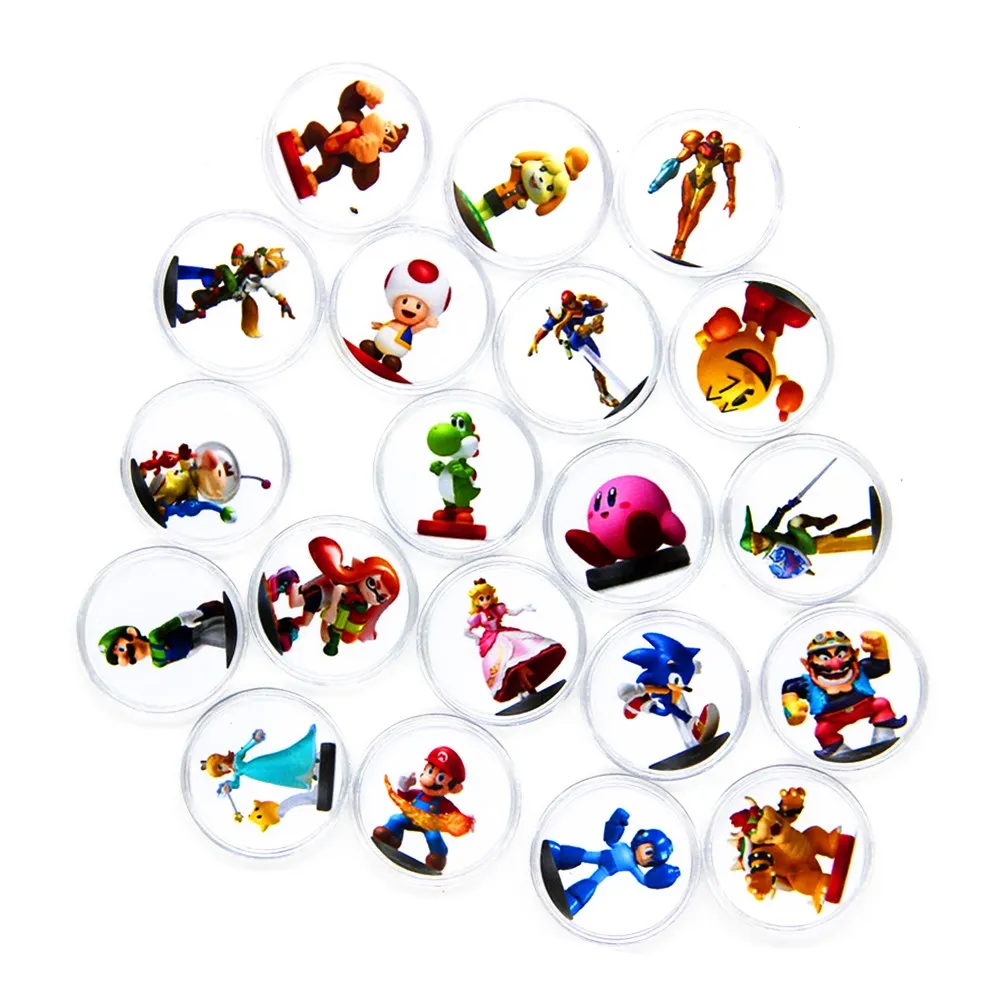 

20pcs/Set Mario Kart 8 Deluxe Circular Coin Game Card For Amiibo NS Switch WiiU Collection Ntag215 NFC Printed Sticker Tag