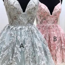 Выпускное Платье на заказ, Мини платье для выпускного вечера, свадебное платье с кружевной аппликацией, v-образный вырез, бретельки на бретельках, милое vestido de formatura