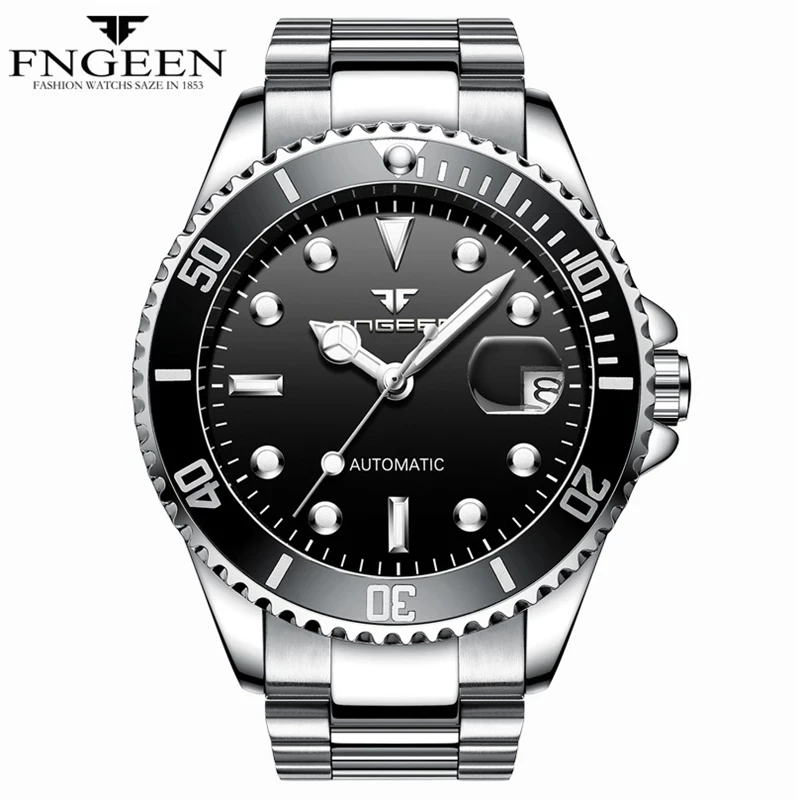 FNGEEN Luxury Brand Classic Water Ghost Series Men 'S Automatic Mechanical Calendar Watch Nylon Strap Waterproof Male Wristwatch