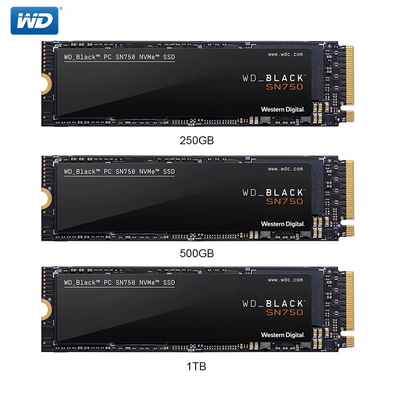 Внутренний твердотельный накопитель Western Digital WD BLACK SSD SN750 250 ГБ NVMe игровой с