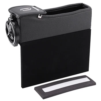 

Black Catch Catcher Box Caddy Car Seat Gap Slit Pocket Storage Organizer Leather
