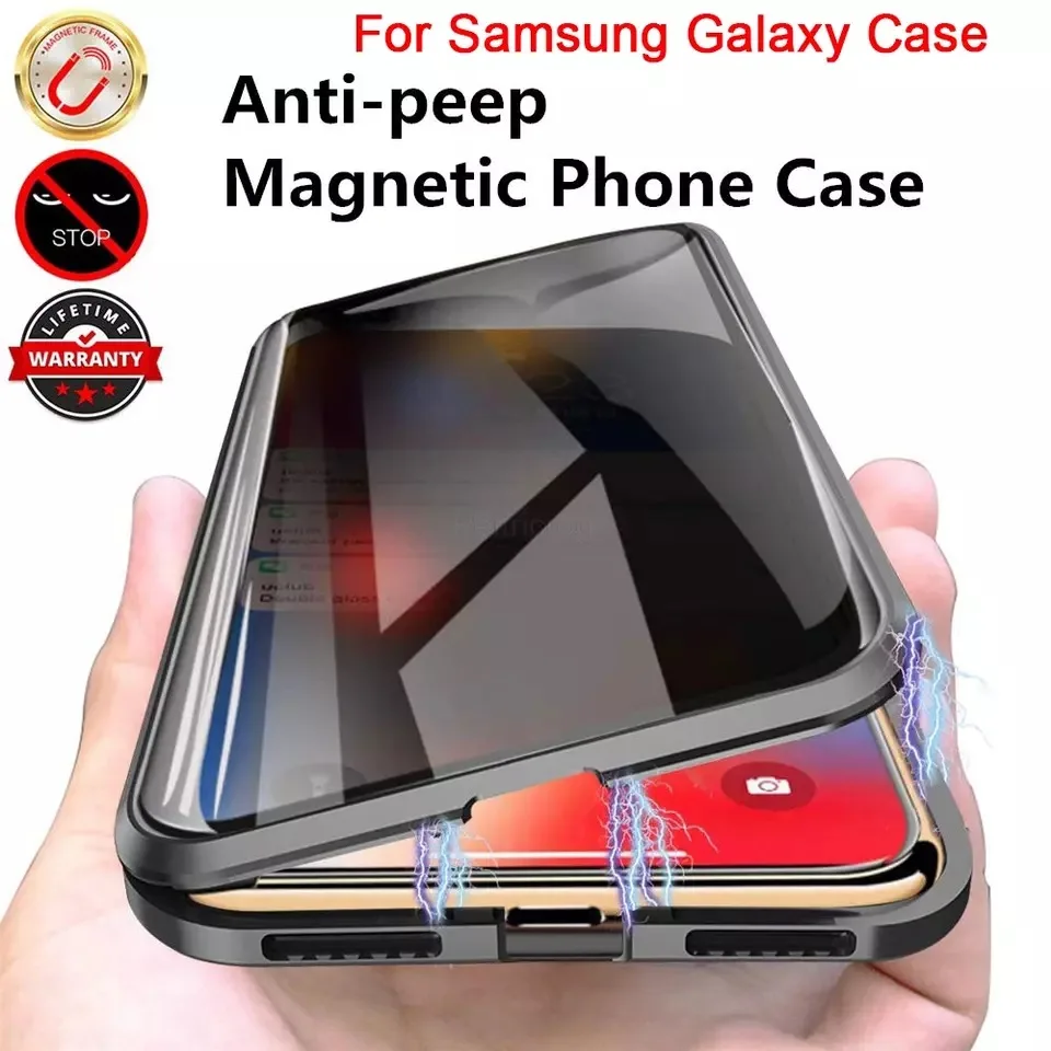 Magnetic Metal Privacy Tempered Glass Phone Case For Samsung galaxy Note 10 Plus 8 9 S10 S9 S8 For Samsung S20 Ultra S10 plus Magnetic Metal Privacy Tempered Glass Phone Case For Samsung galaxy Note 10 Plus 8 9 S10 S9 S8 For Samsung S20 Ultra S10 plus