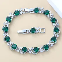 Безупречный Зеленый Изумрудный браслет из стерлингового серебра для здоровья, модные ювелирные изделия для женщин, шкатулка для ювелирных изделий SL134