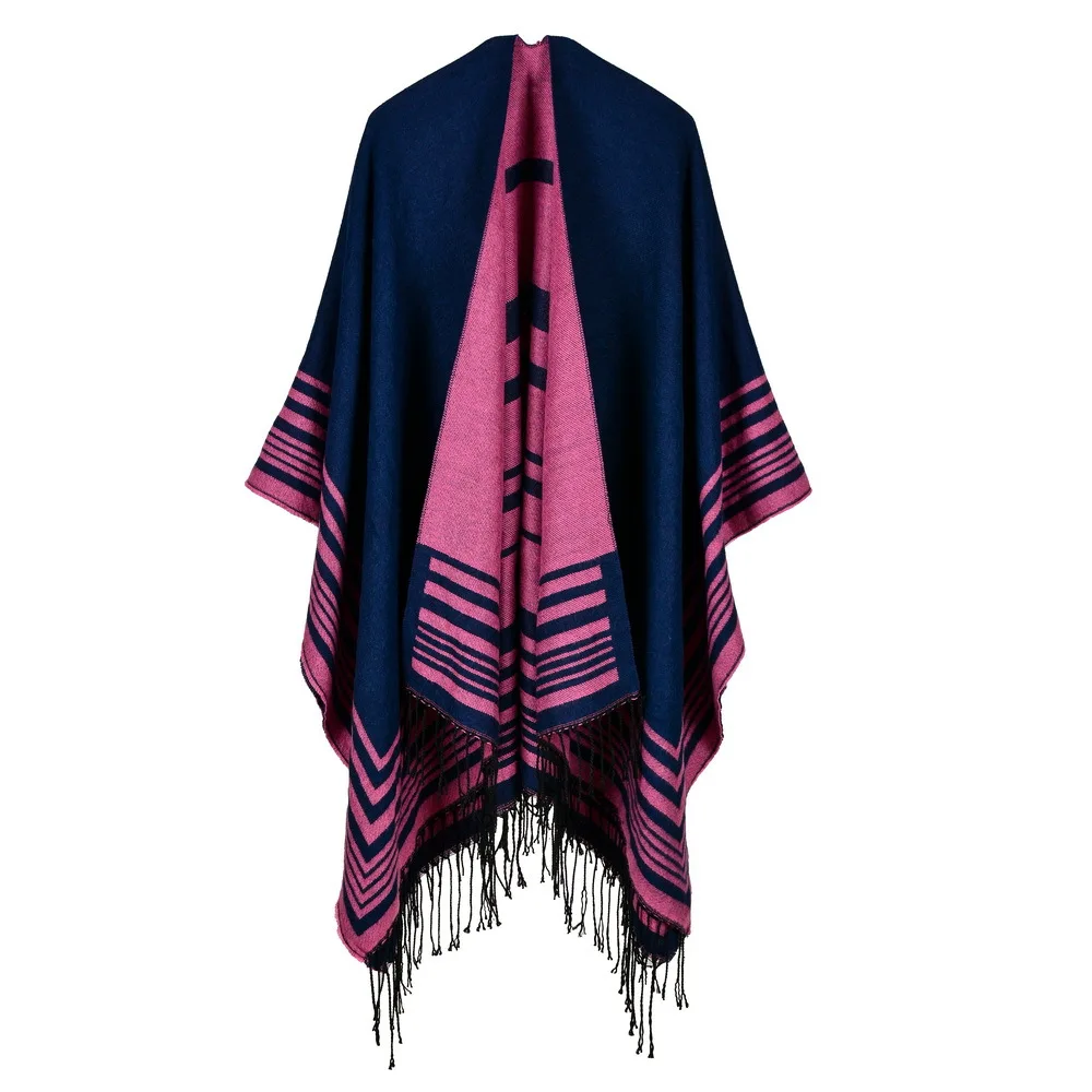 Теплая популярная шаль в европейском и американском стиле из искусственного кашемира, накидка для путешествий, дышащая накидка с v-образным вырезом