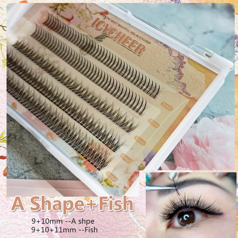 

ICYCHEER Individual lashes Mix Tray Fairy A Shape Fish False Eyelashes Extension Pre Fan Russian Volume Soft Natural Cilia Whosa
