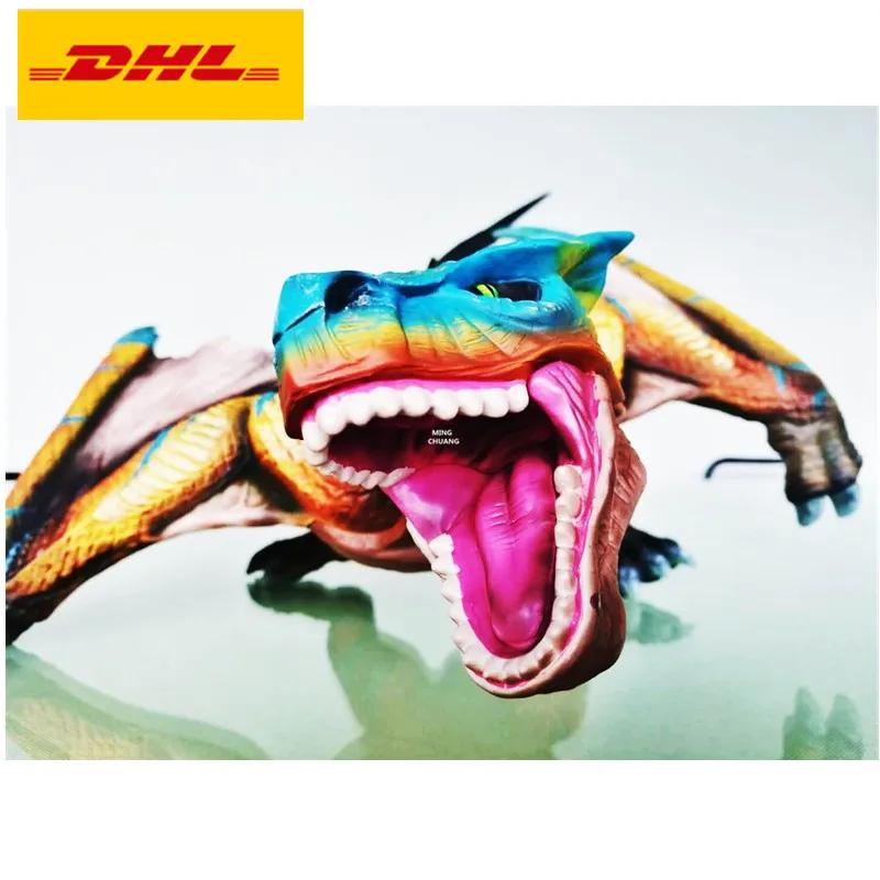 

12"Monster Hunter Simulation Dragon Creative Cartoon Art Craft Blue Dragon PVC Action Figure Collectible Model Toy BOX 30CM V880