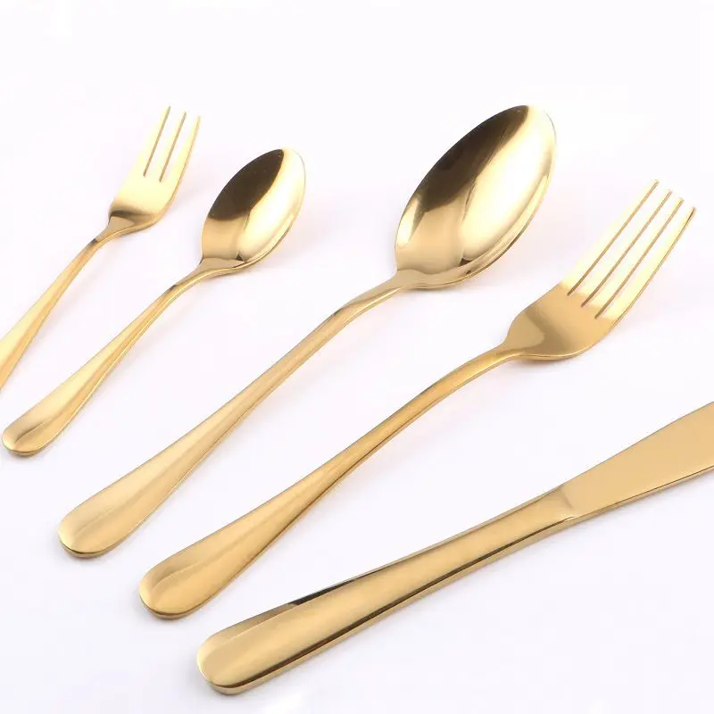 Gold Stainless Steel Cutlery Set Teaspoon Dinner Fork Knife Western Tableware Dinnerware Kitchen Tools