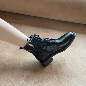 

Boots Women Fashion Western Boots Ladies Italian Bootin Genuine Leather Botas Damen Chaussure Femme Zapatos Mujer Ankle Boots