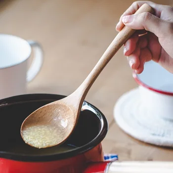 

Japanese Style and Building Blocks Small Soup Spoon Long-Handled Spoon Stir Porridge Spoon Spoon Jam Spoon Honey Spoon Wooden Sp