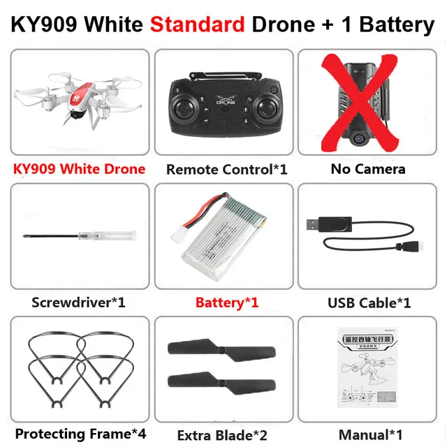 KY909 Дрон 4K камера Wi-Fi FPV широкоугольный оптический поток Квадрокоптер Радиоуправляемый вертолет высота удерживает длительный срок службы батареи VS SG901 - Цвет: white no camera