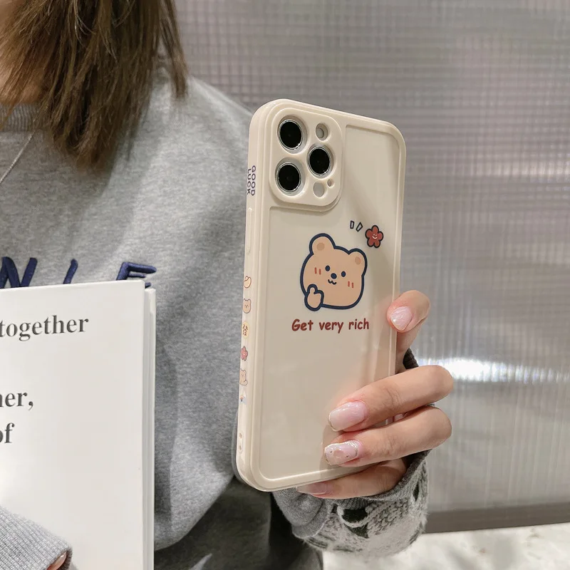 Бежевый с сафлоровым медведь чехол для телефона подходит iPhone11 12Pro Max мини X XR XSMax 8 7