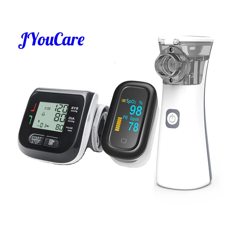 

JYouCare touch screen Fingertip Pulse Oximeter Handhold Asthma Inhaler Nebulizer LCD Wrist Blood Pressure Monitor Travel Group