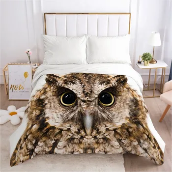 

3D Custom Design Animal Owl White Duvet Cover Comforter Case Quilt Cover Bed Linen Bedding Bag Sets 265*230cm King Size Beddings