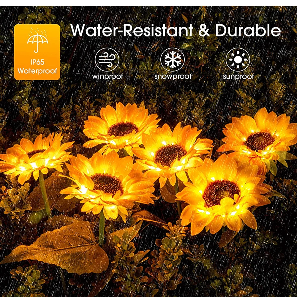 Solar-Powered LED Flower Garden Lights - Waterproof Decorative Pathway Lamps
