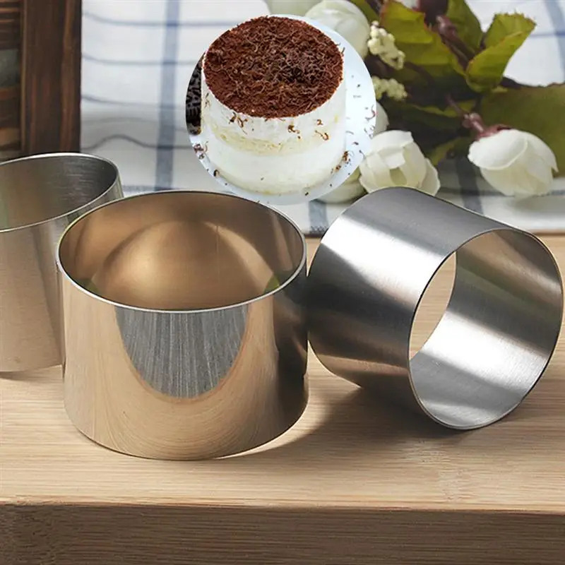 

4Pcs Stainless Steel Round Mousse Cutter Cake Mold Dessert Ring Pastry Mould Baking Tool Round Cake Baking Metal