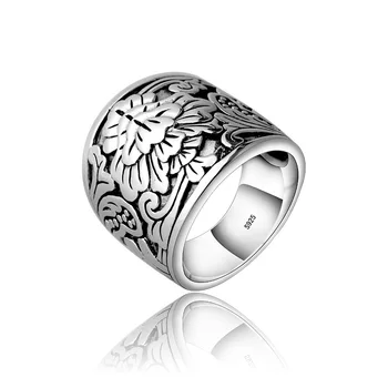 

S925 Silver Men's Thumb Lotus Rings Forefinger Ring Gifts for Men