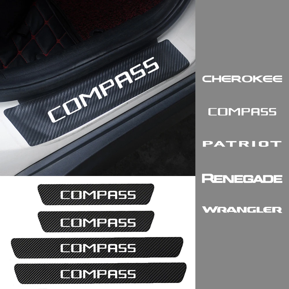 

4PCS Door Threshold Guard Car Door Sill Scuff Plate Pedal Cover For Jeep Compass Renegade Patriot Cherokee Wrangler Accessories
