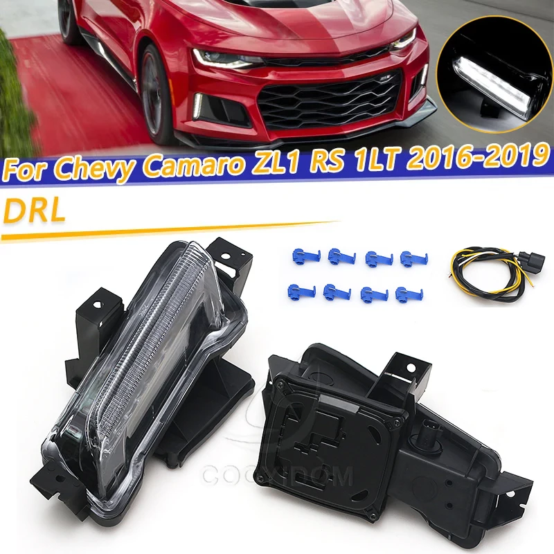 

COOYIDOM Left Right DRL Fog Lights LED Clear Lens White Daytime Running Light For Chevy Camaro ZL1 RS 1LT 2016 2017 2018 2019