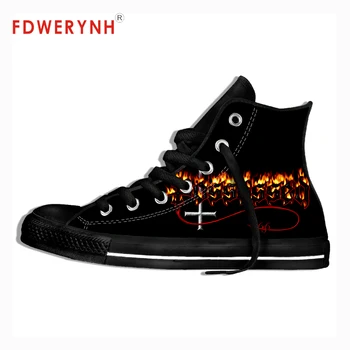 

Men's Canvas Casual Shoes Possessed Metal Music Rock Band For Sale Customize Pattern Color High Top Lace Up Lightweight Shoes