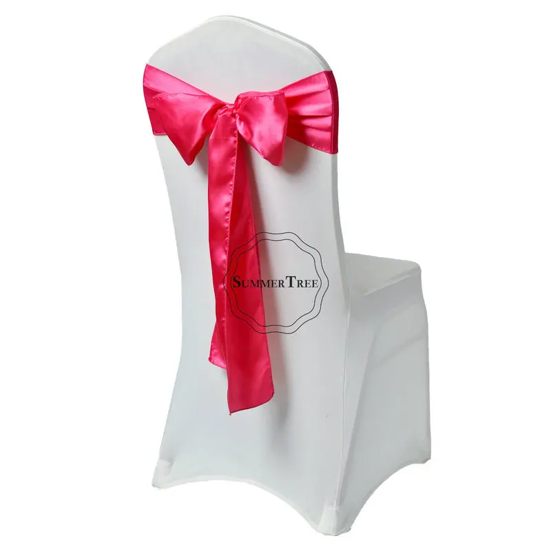 25 шт./лот атласная лента на стул бант 6x108 дюймов для банкета, свадьбы, банкета, галстуки-бабочки, украшение для рукоделия 15x275 см - Цвет: Fuchsia