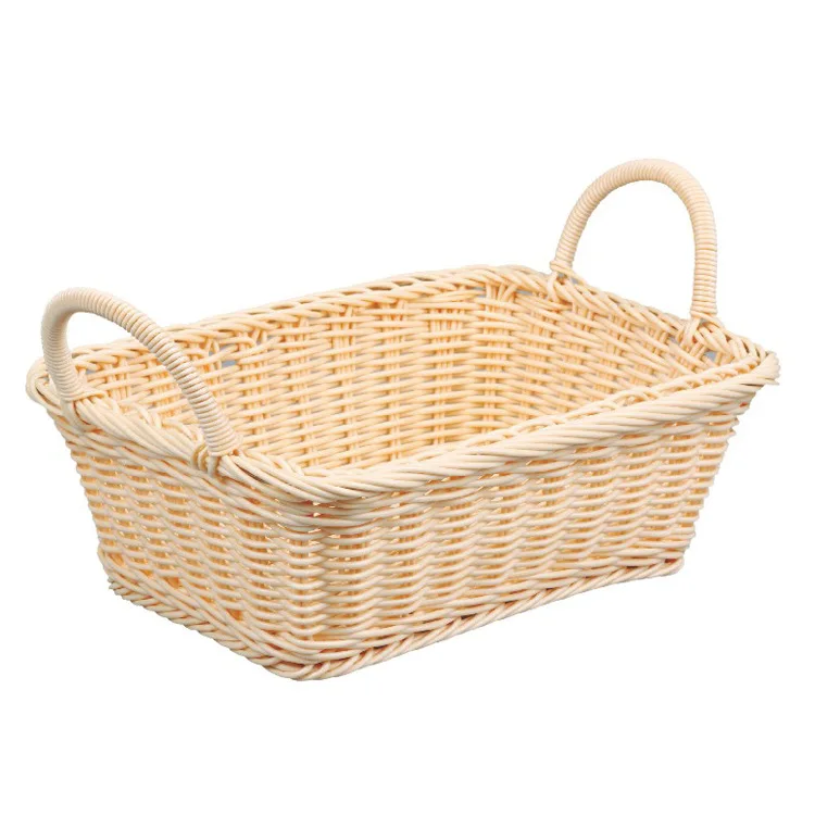 

Wholesale Customizable Handle Rectangular fang teng lan Off-white Fruit & Vegetable Storage Basket Easy to Cleaning Mould Proof