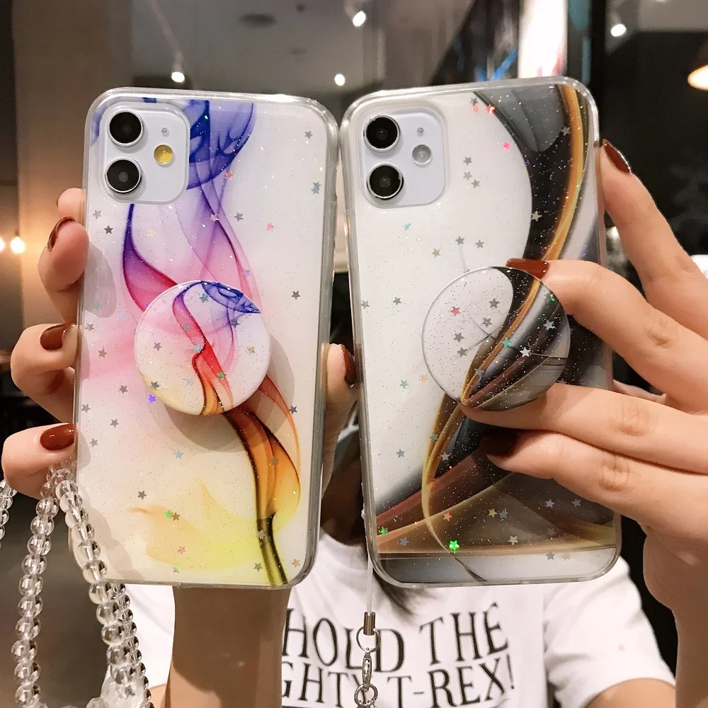 

Colorful Glitter Phone Case for Xiaomi 10 Case Redmi Note 9 Pro 8T 8 7 Cover Gradient Case for Redmi K20 K30 Coque with Holder