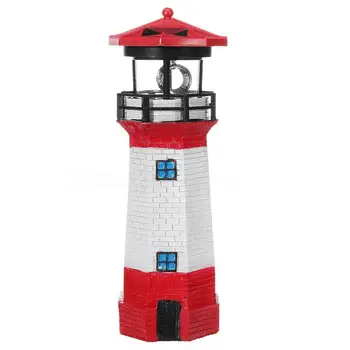 

Solar Power LED Lighthouse Light with Rotating Light Decoration Light 29CM Lawn Fairy Garden Beam Fence Lamp V9K9