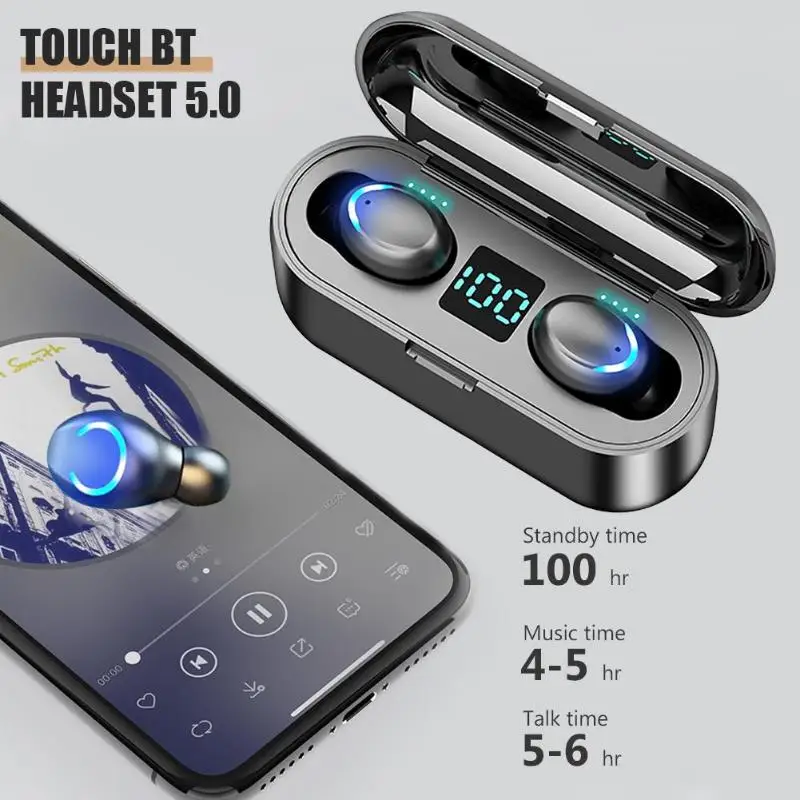 Наушники вкладыши Tws с бизнес F9 5C Bluetooth наушники водонепроницаемые активное