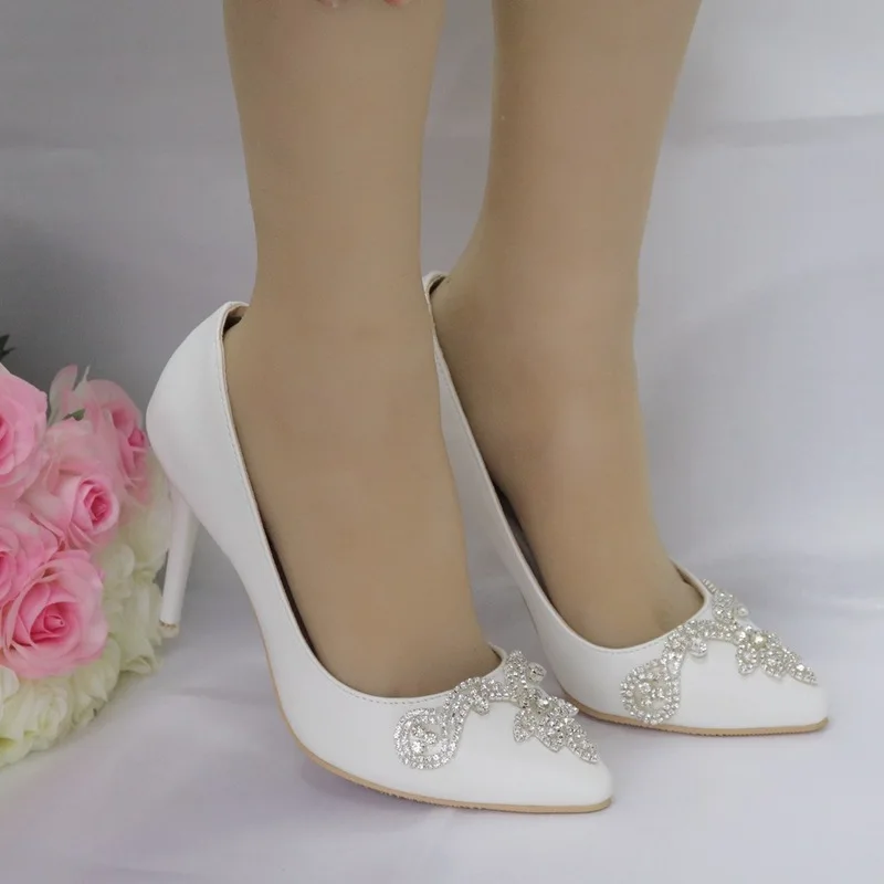 2023 new spring autumn casual Thin high-heeled shoes women pumps wedding Party banquet PU Rhinestones Slip On 9.5CM Pointed Toe