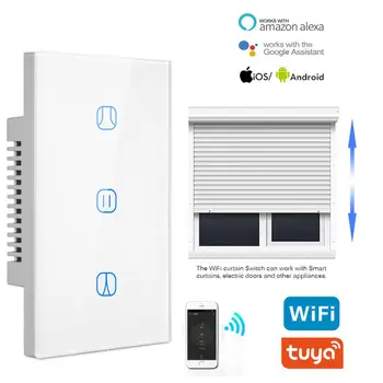 

Intelligent wifi wireless switch electric curtain,US Electric curtain switch Tuya Remote Various Speed Control Work with Alexa,
