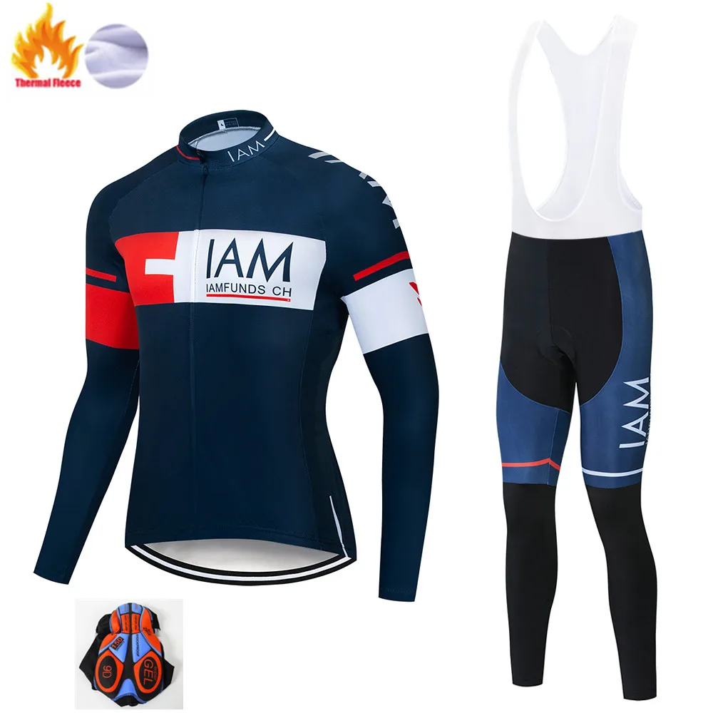 

2019 Hot IAM Winter Thermal Fleece Cycling Jersey Long Sleeve Jerseys Cycling Bib Pants Set Bike Bicycle Cycling Clothing