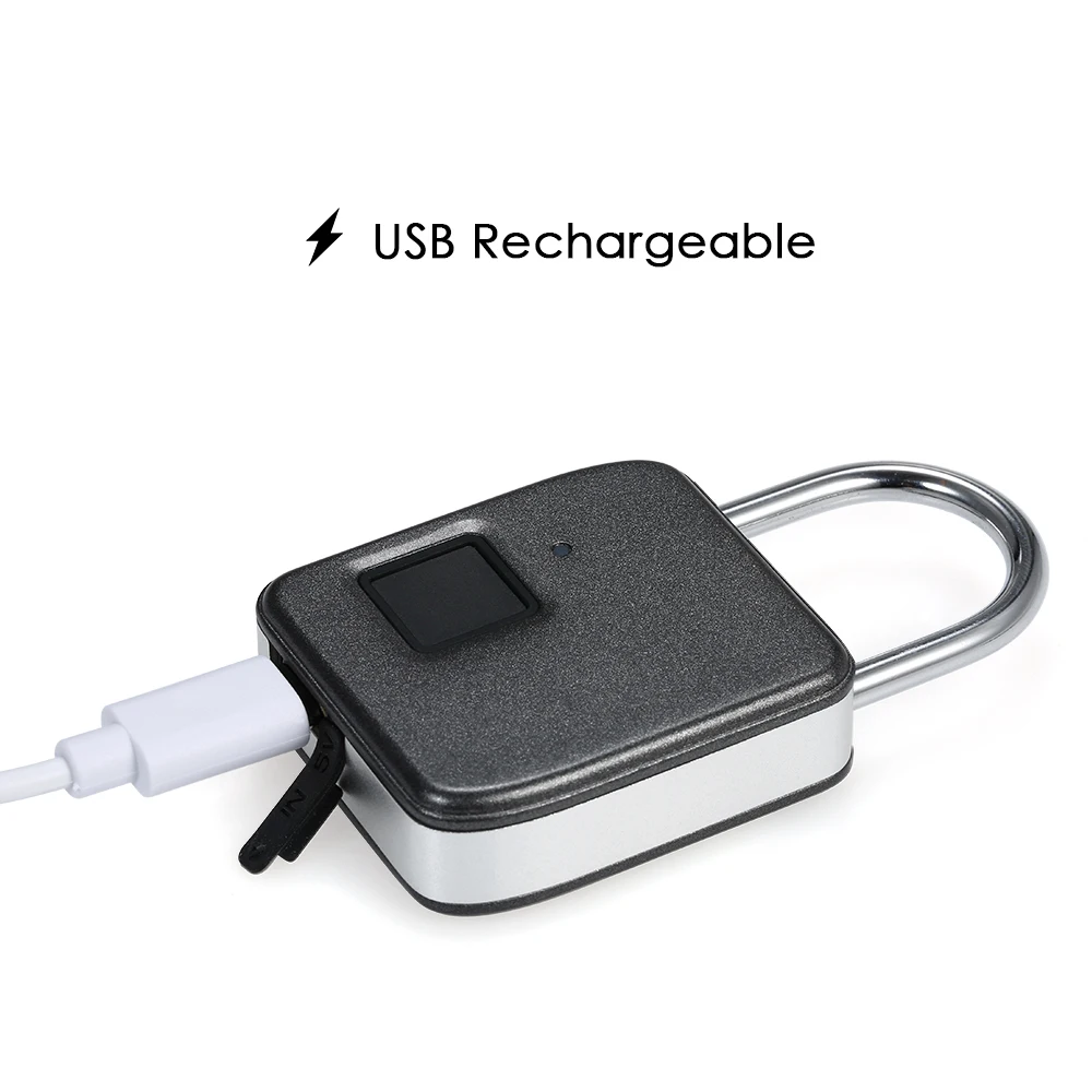 

Smart Fingerprint Lock USB Rechargeable Keyless Waterproof Anti-Theft Security Padlock Door Luggage Case Lock