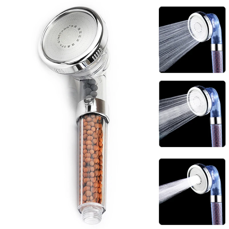 3 modes Bathroom Shower Adjustable Jetting Handheld Shower Head Saving Water High Pressure Anion Filter Shower SPA Nozzle