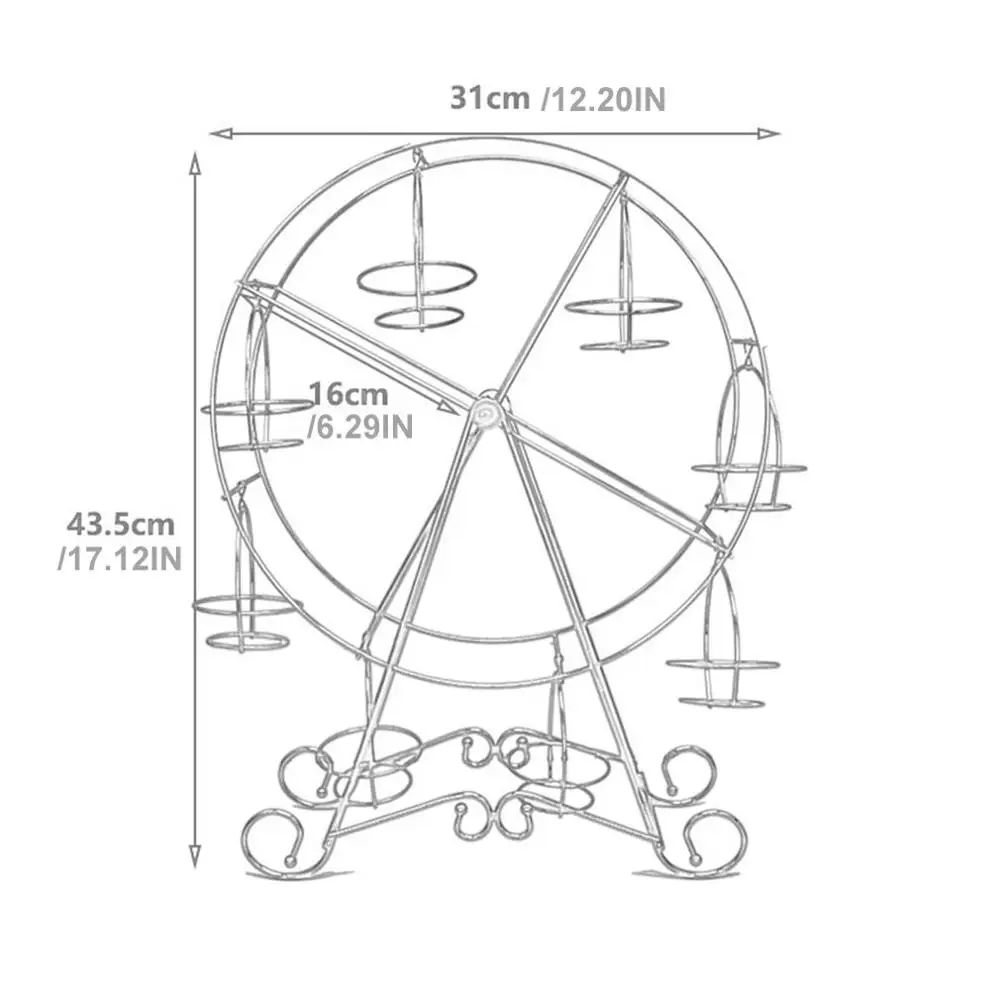 Stainless Steel Party Rotatable Pastry Cupcake Holder 8 Cups Supplies Cake Stand Ferris Wheel Kitchen Home