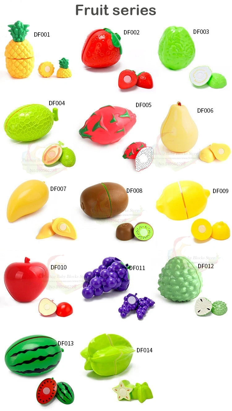 MOC Sigle Sale Fruit Vegetable Slice Series Food Toy Buliding Blocks Cutting Fruit Game Educational Toys For Children Kids Gifts