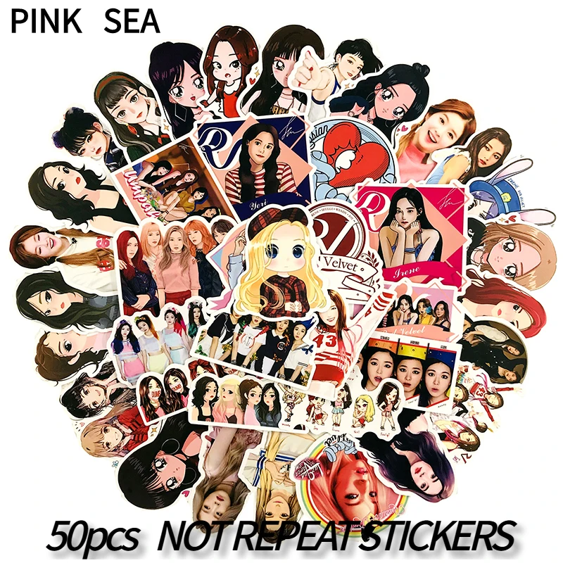 10/30/50Pcs/Set Korea Girl Group Red Velvet Cartoon Waterproof Stickers For Skateboards Laptop Luggage Toy Guitar Motorcycle