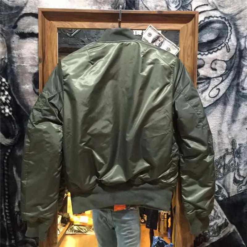 Aolamegs Men Bomber Jacket Thick Winter Military Motorcycle Ma-1 Flight Jacket Pilot Air Force Flyi