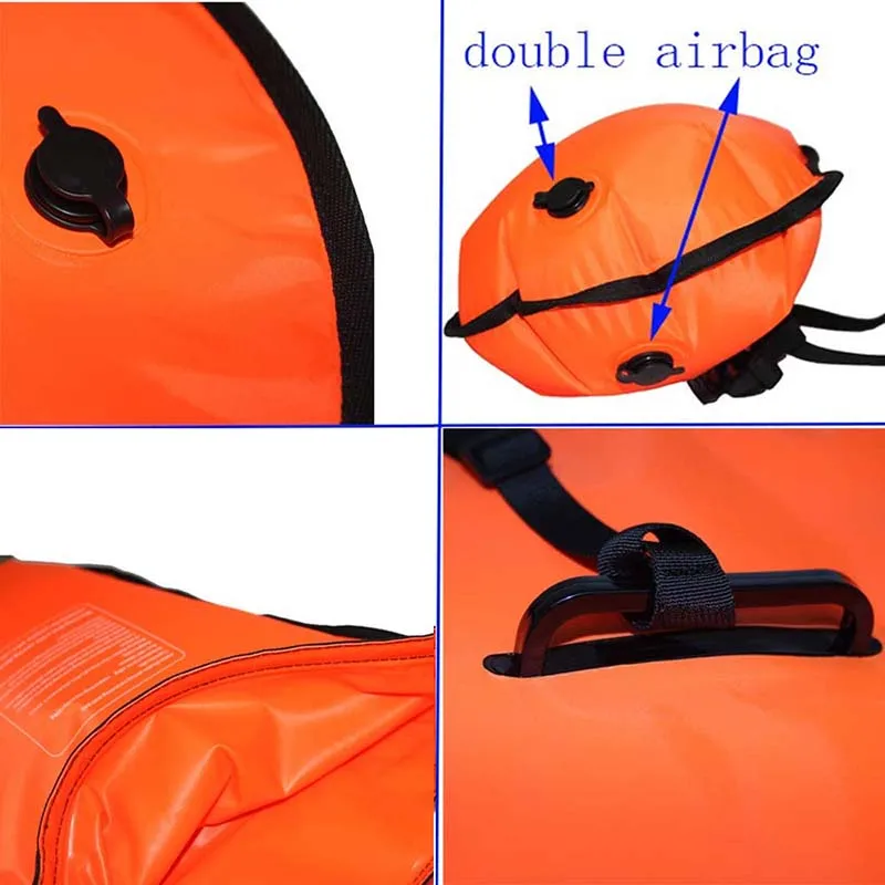 20L Inflatable Open PVC Swimming Buoy Tow Float Dry Bag Double AirBag With Belt High Visibility Swimming Water Sport Safety Bag swimming buoy rope float buoy