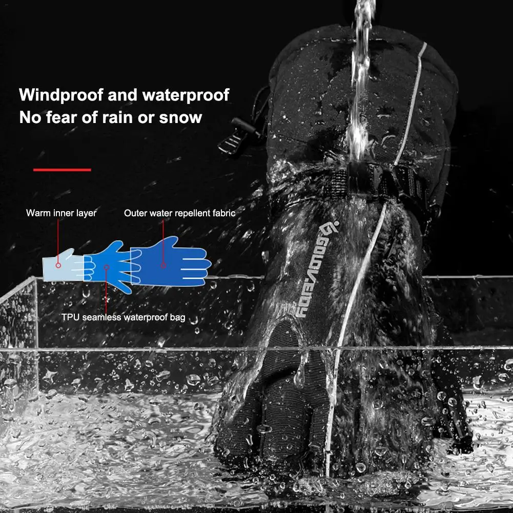 Зимние мотоциклетные лыжные перчатки ветрозащитные и водонепроницаемые ночные Светоотражающие варежки теплые перчатки для альпинизма с сенсорным экраном
