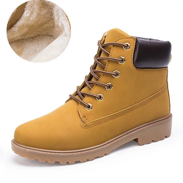 Мужские Ботинки Зимняя обувь Для мужчин модная обувь для работы; ботильоны; мужские зимние ботинки мужской из искусственной кожи сапоги Для мужчин кожа»; большие Размеры 46 - Цвет: Yellow Plush