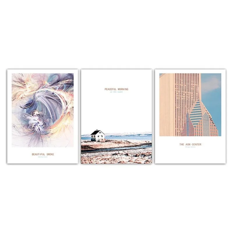 Nordic Style Coast Peaceful Morning Wall Art Print Pictures Smoke Abstract Lines For Modern Bedroom Living Room Home Decor | Дом и сад