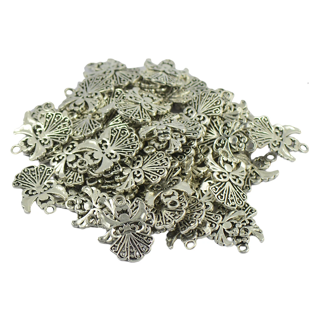 50 pcs Alloy Filigree Hollow out Angel Charms Pendant Jewelry DIY Crafts Bulk