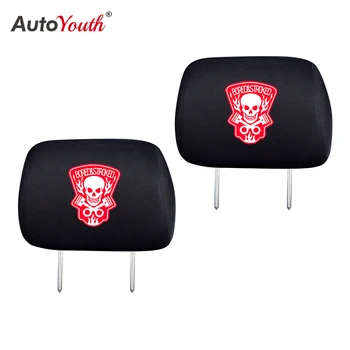 

2pcs Skull print pattern Auto Headrest Cover Anti-Dust Car Headrest Covers For Trucks Cars SUV