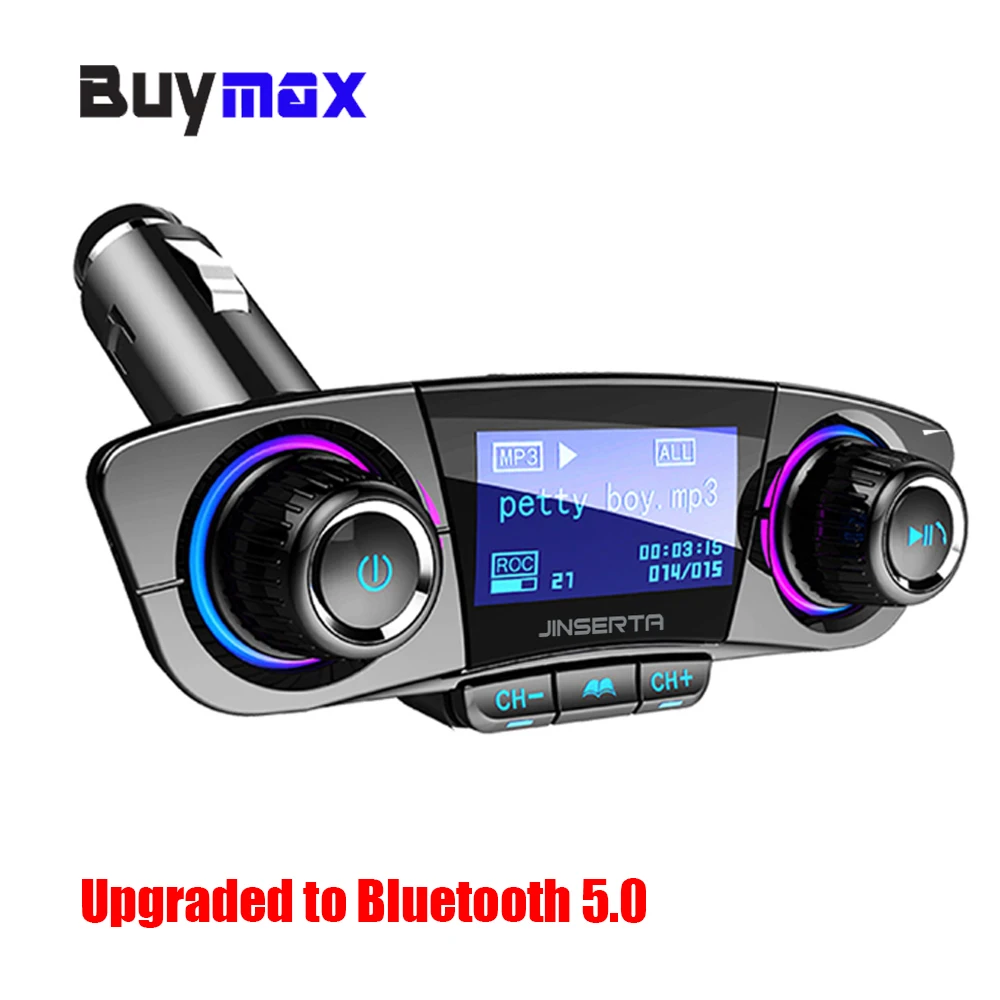

Dual USB Car Charger FM Transmitter Aux Modulator Bluetooth 5.0 Handsfree Car Kit Car Audio MP3 Player w/ Smart Charge