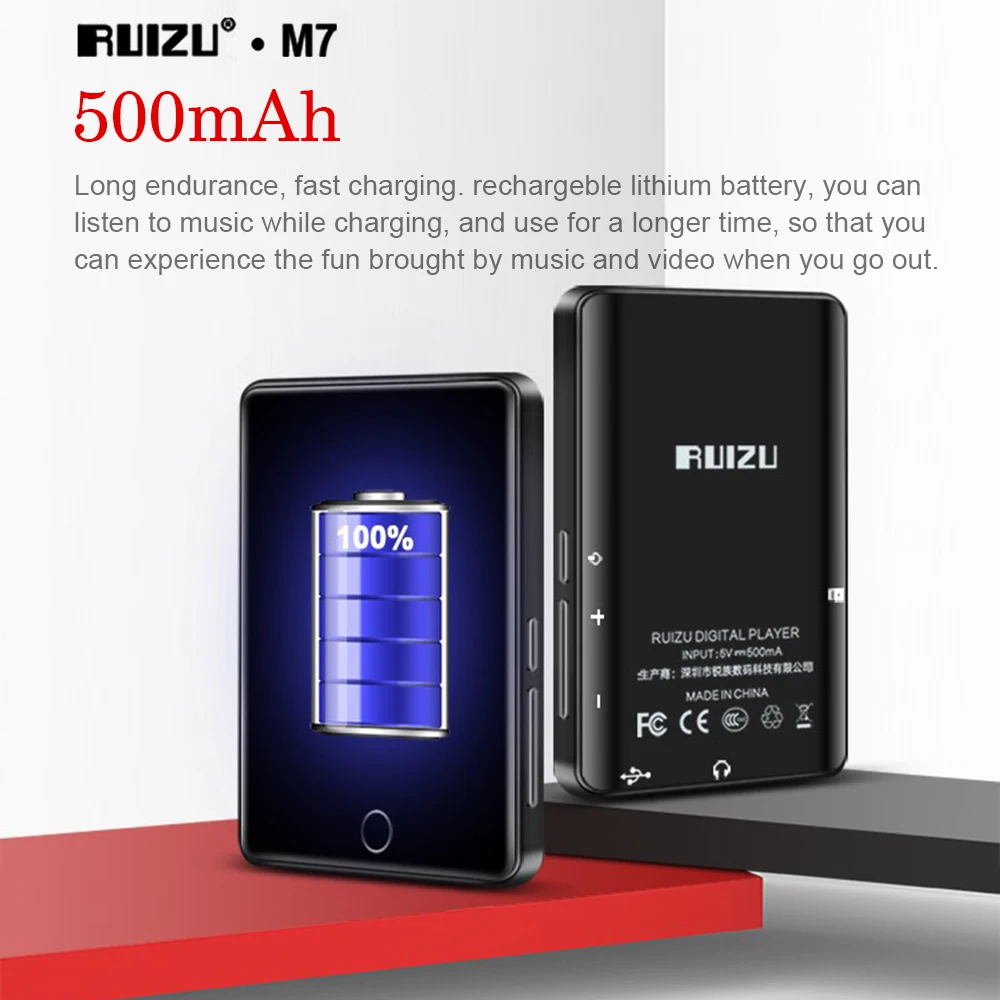 RUIZU M7 MP3 плеер портативный 2,8 дюймов полный сенсорный экран мини HiFi музыкальный плеер fm-радио электронная книга шагомер видео плеер MP3 плеер