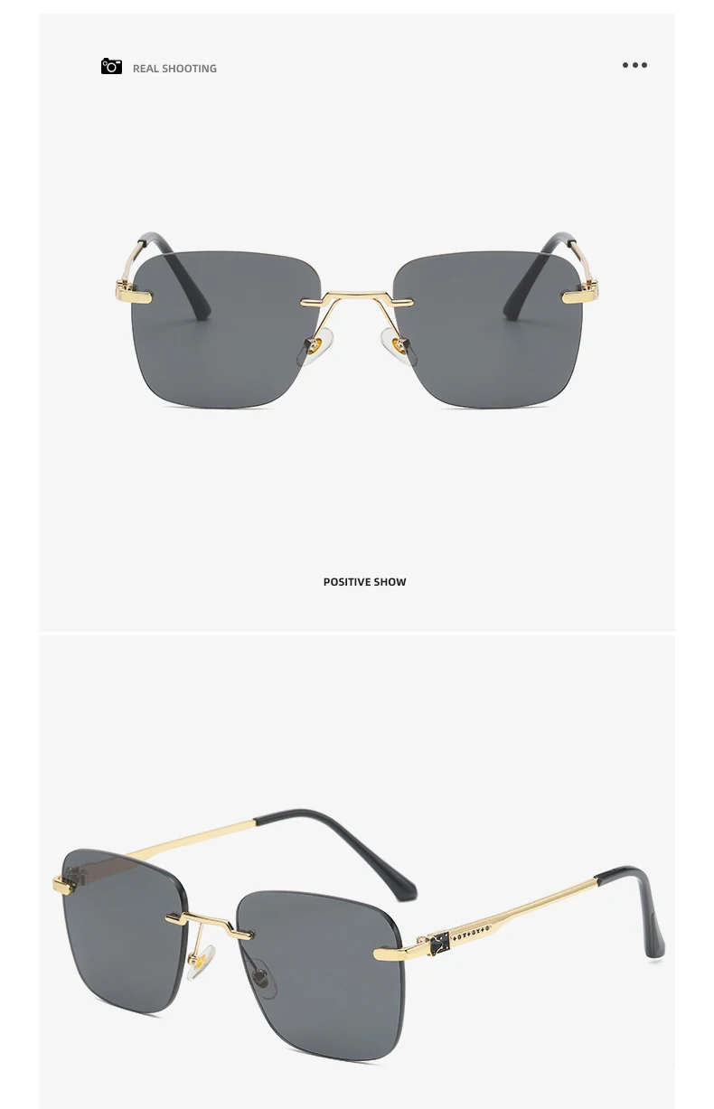 Rimless Square Sunglasses Gradient Lens