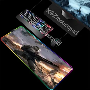 

XGZ Custom Fashion Office Computer Desk Mat Black Delicate Lock Edge Star Wars HD Large RGB Mouse Pad Rubber Striped Non-slip